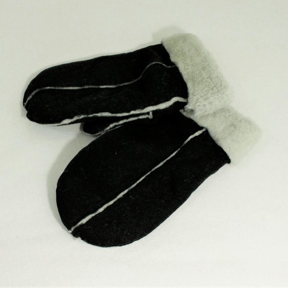 New Sheepskin Shearling Suede Mittens Gloves Tan Brown Black Womens One Size - Picture 12 of 16